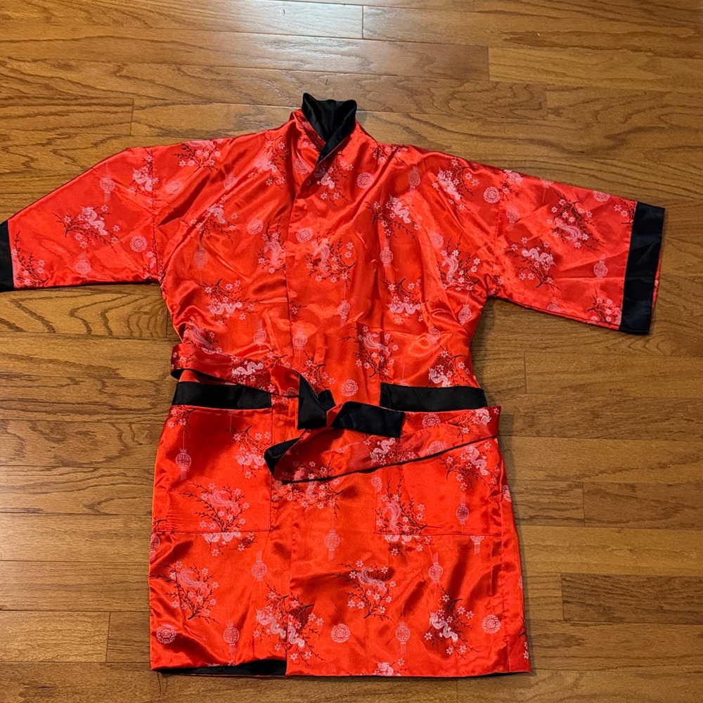 Red Floral Kimono Robe